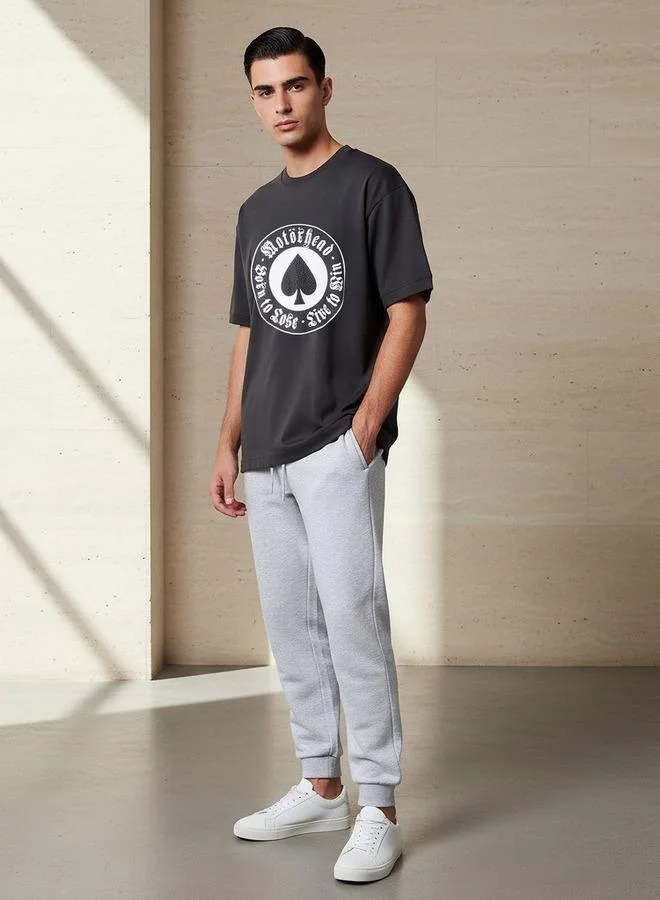 SP Characters Men Relaxed Fit Crew Neck Short Sleeves Motorhead Print T-shirt